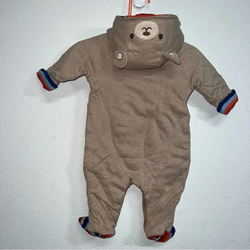 Gymboree Baby Bear Romper 0-3 Months Hooded Bodysuit Brown Cotton Outfit New NWT